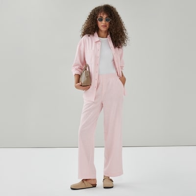 Pantalon à jambe large en lin et coton - Mélange De Rose Pâle