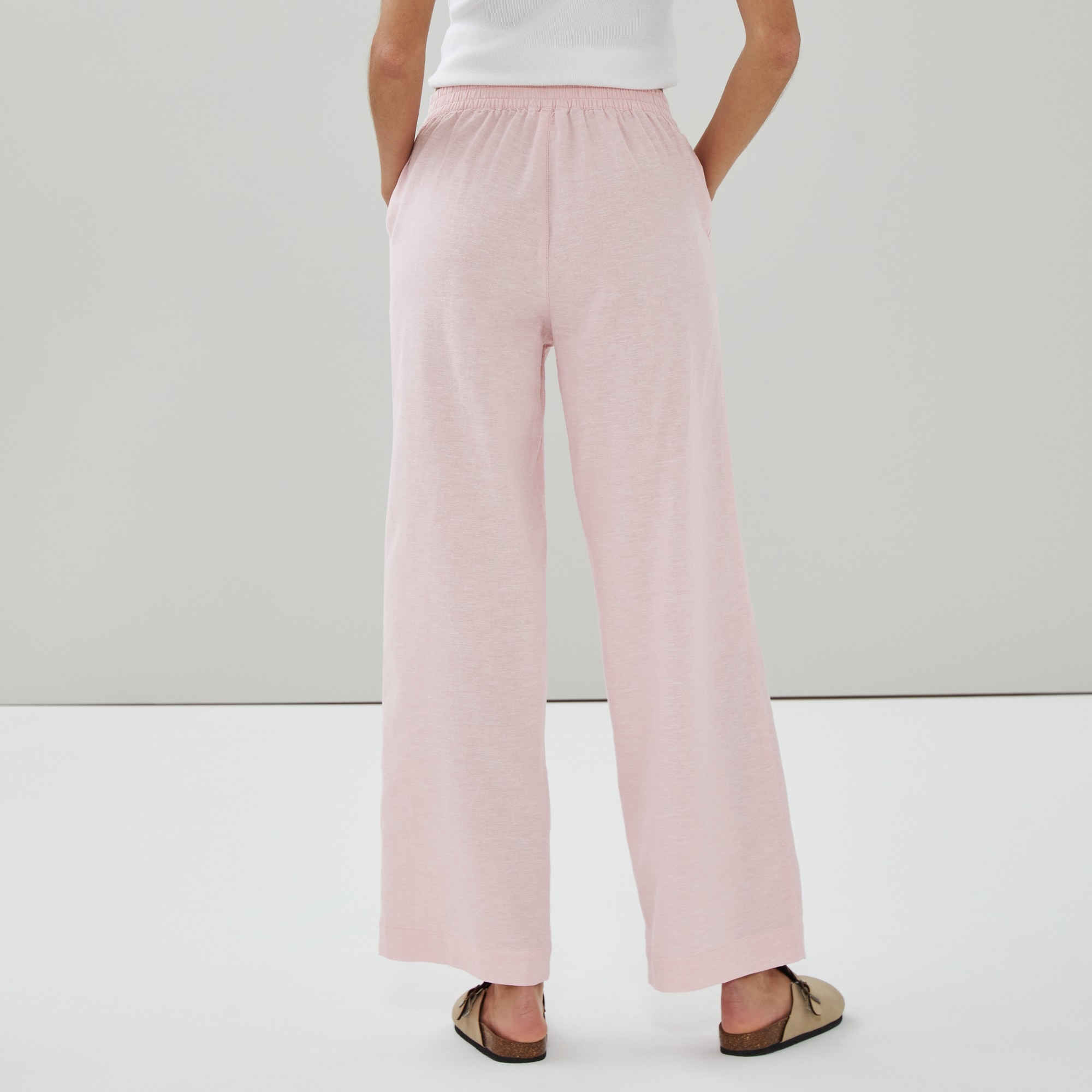Linen Cotton Wide Leg Pant in Light Pink Mix from Joe Fresh