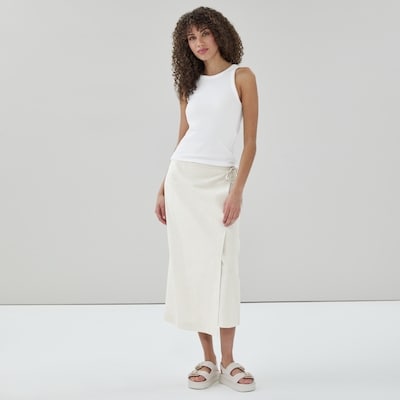 Linen Cotton Wrap Maxi Skirt - Linen