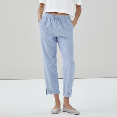Pantalon retroussable en lin et coton - Mélange De Bleu