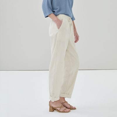 Pantalon retroussable en lin et coton - Tilleul