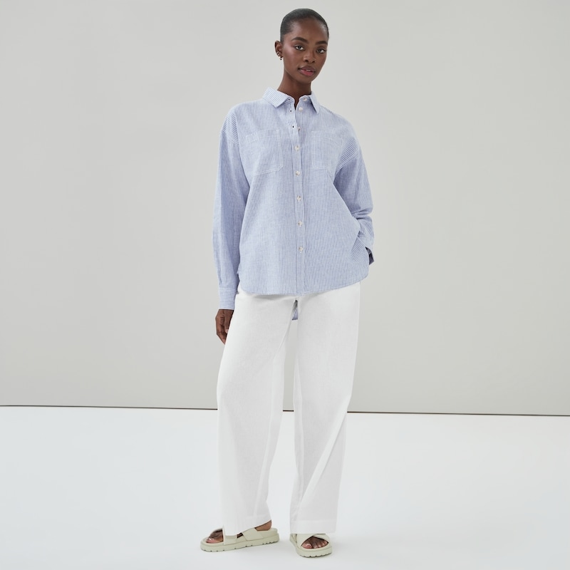 Joe Fresh Linen Cotton Striped Oversized Shirt - 1 ea | Loblaws