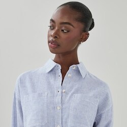 Joe Fresh Linen Cotton Striped Oversized Shirt - 1 ea | Maxi
