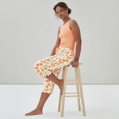 Pantalon de nuit imprimé en coton - Orange Pâle