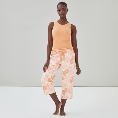 Pantalon de nuit imprimé en coton - Jaune