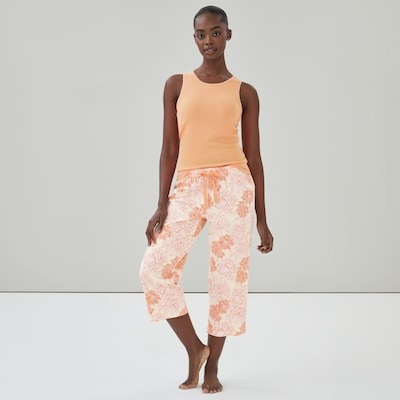 Pantalon de nuit imprimé en coton - Jaune