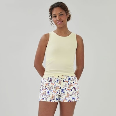 Printed Cotton Sleep Short - Pale Yellow