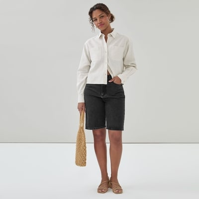 Joe Fresh Linen Cotton Cropped Long Sleeve Shirt 1 ea, $35.00/1ea