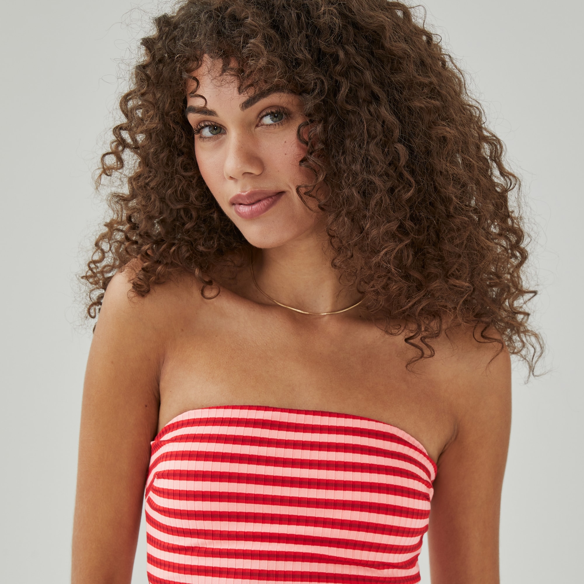 Striped Bandeau Swim Top