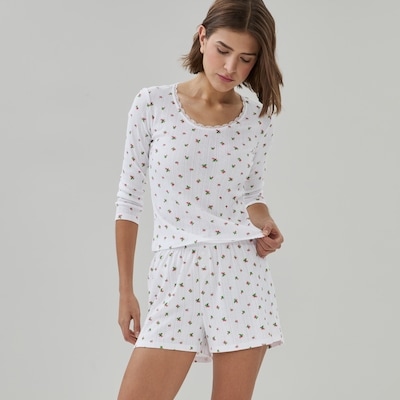 Pointelle Printed Sleep Top - Red
