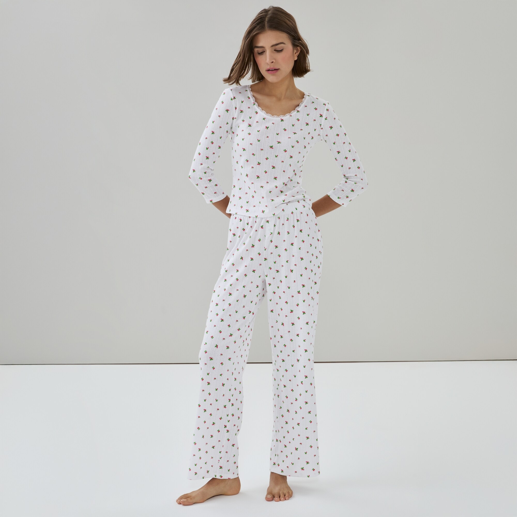 Pantalon de nuit imprimé en pointelle