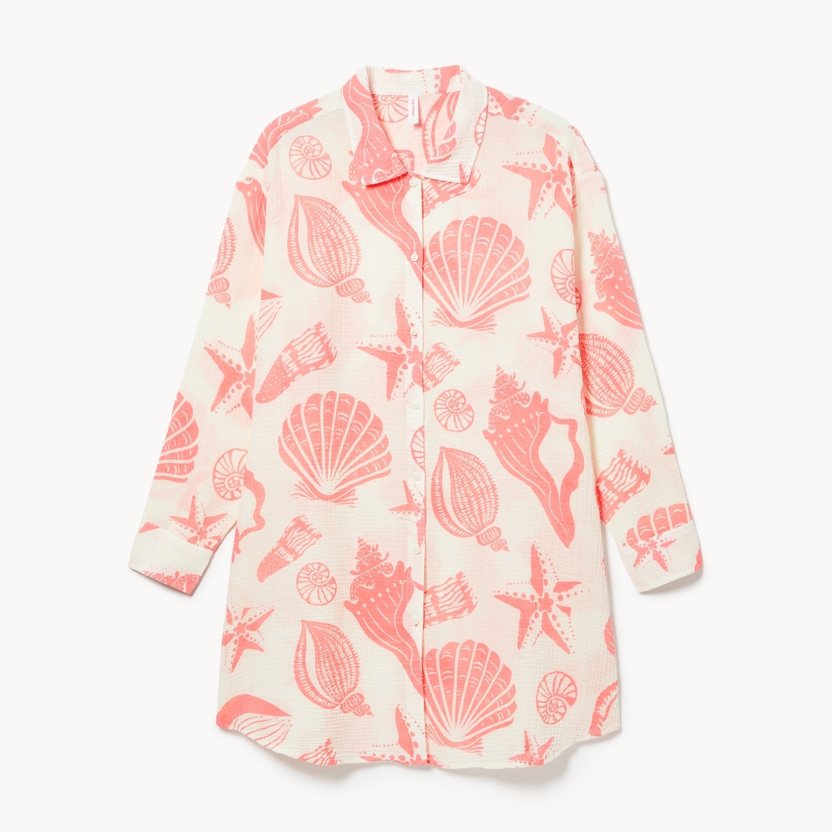 Chemisier boutonn en gaze - Corail