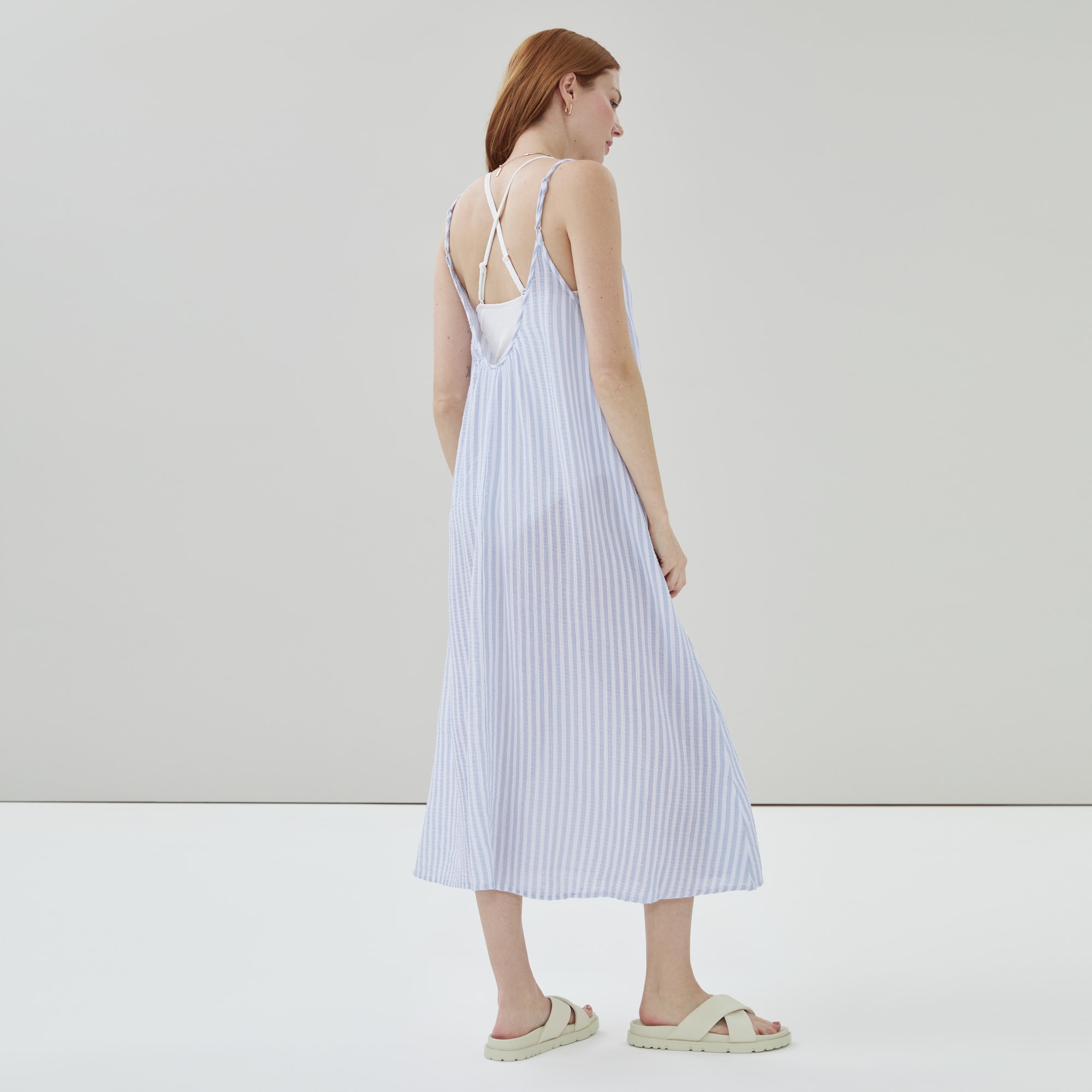 Crinkle Gauze Maxi Dress in Blue from Joe Fresh