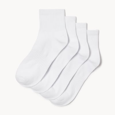 4-Pack Quarter-Crew Socks - White