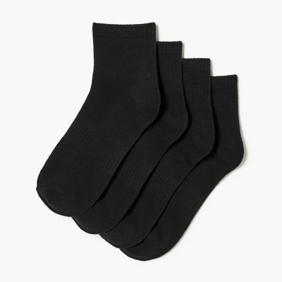 4-Pack Quarter-Crew Socks - Black