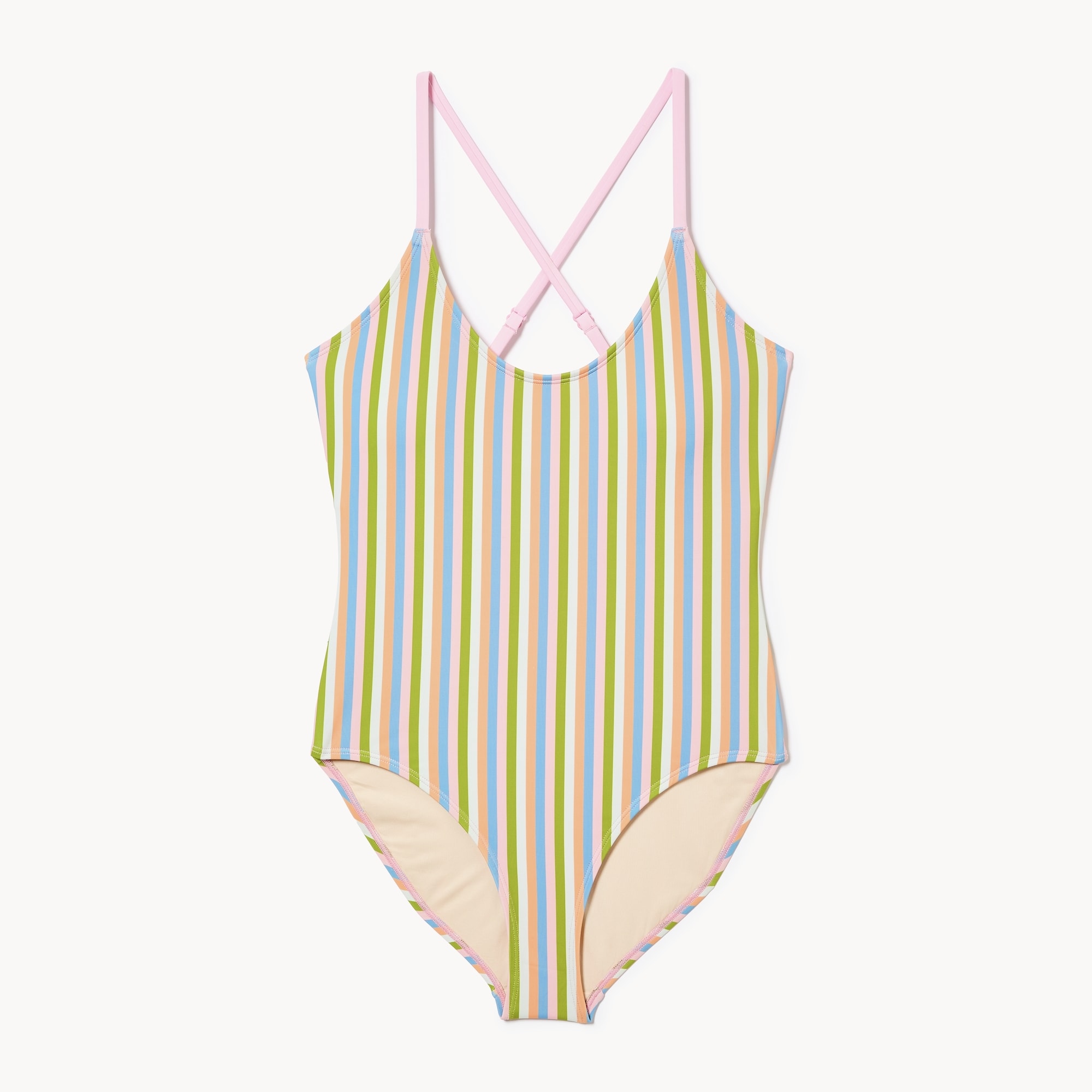 【新品】DIMENSIONAL RIBBON SWIM WEAR Women+ Striped Crossback Swimsuit in Blue from Joe Fresh
