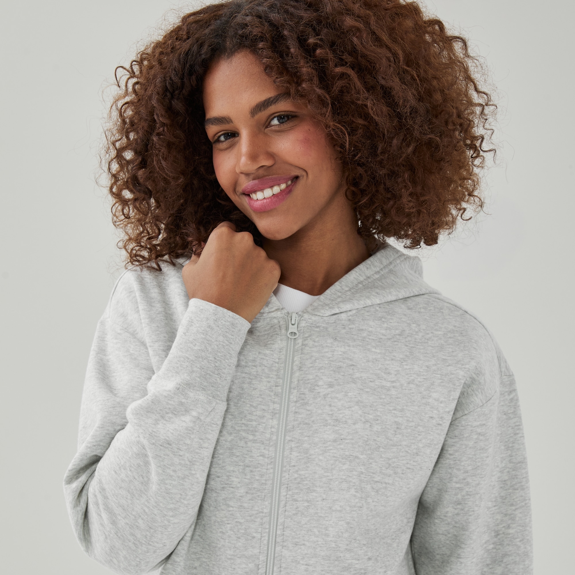 CozyFleece Long Hooded Jacket in Grey Mix from Joe Fresh