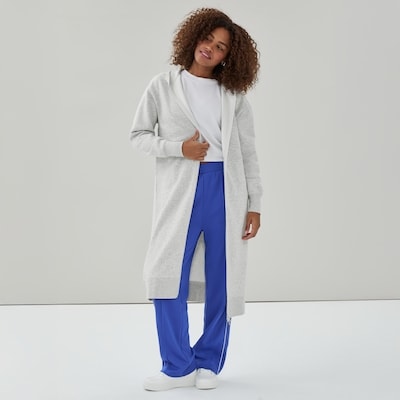 CozyFleece Long Hooded Jacket - Grey Mix