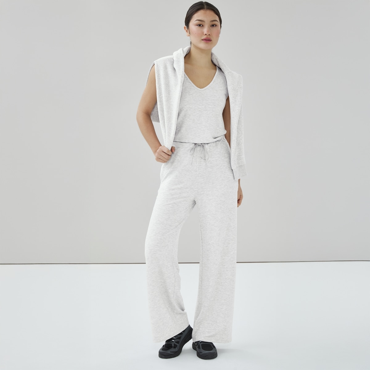 Micro French Terry Jumpsuit - Grey Mix