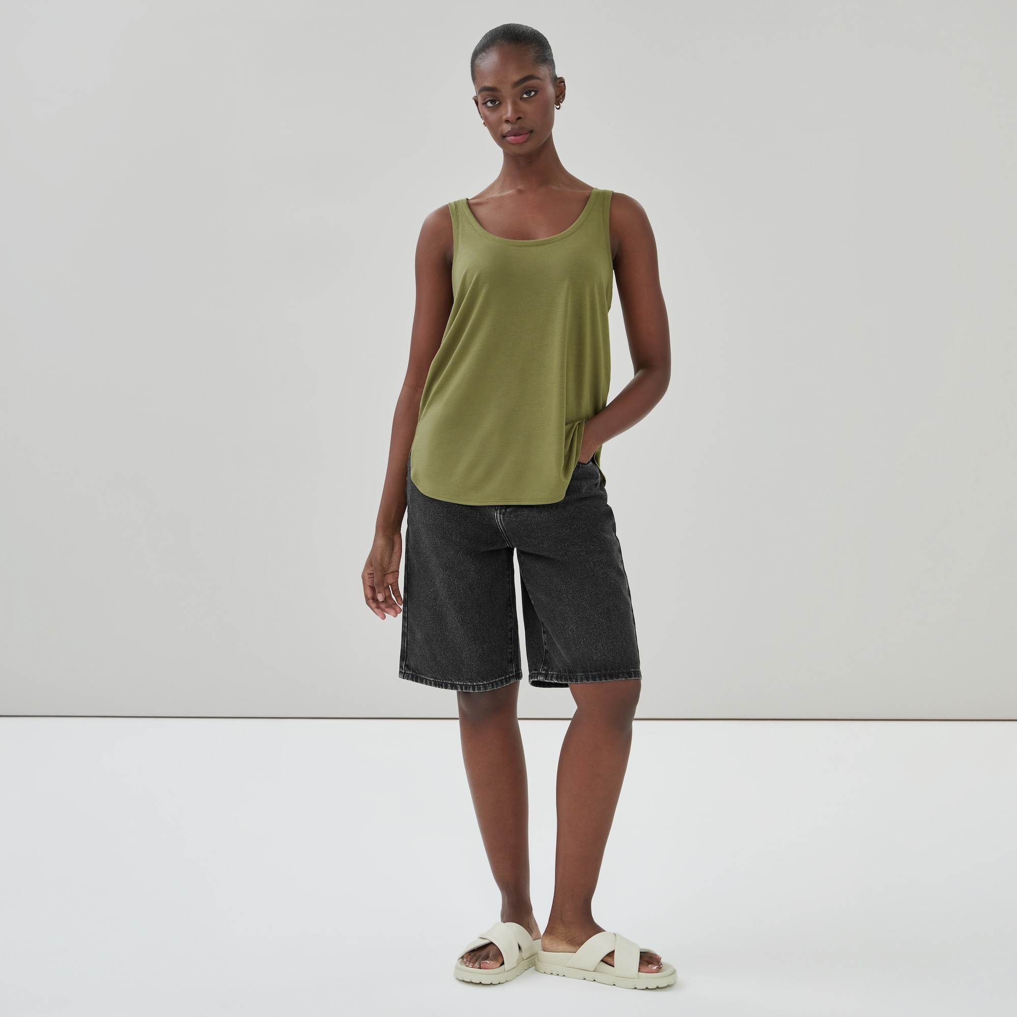 Relaxed Tank Top in Olive from Joe Fresh