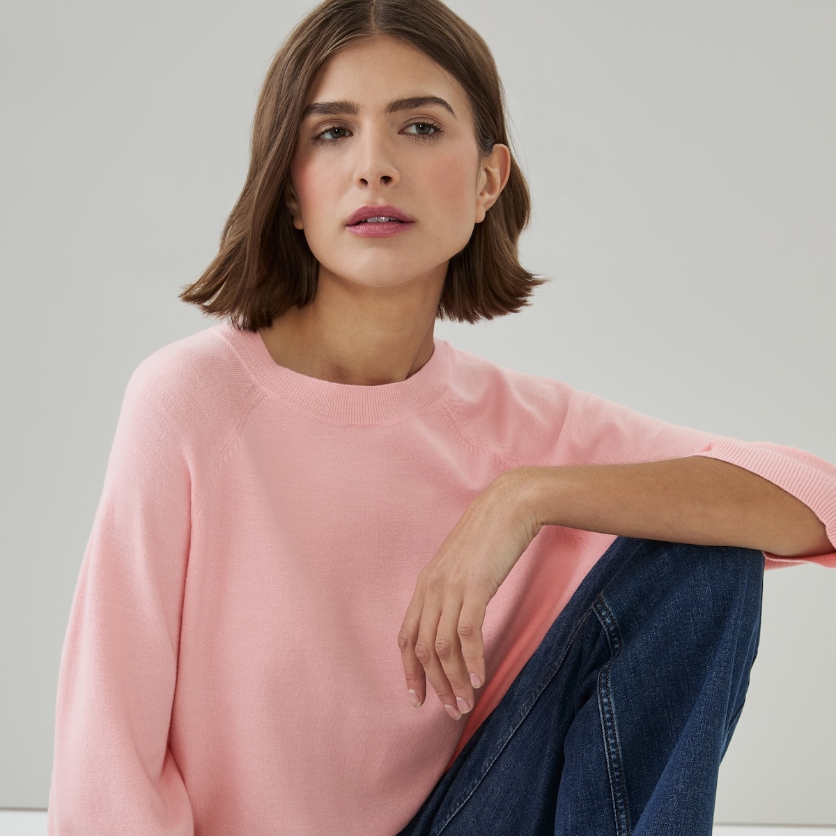 Short Sleeve Sweater - Light Pink