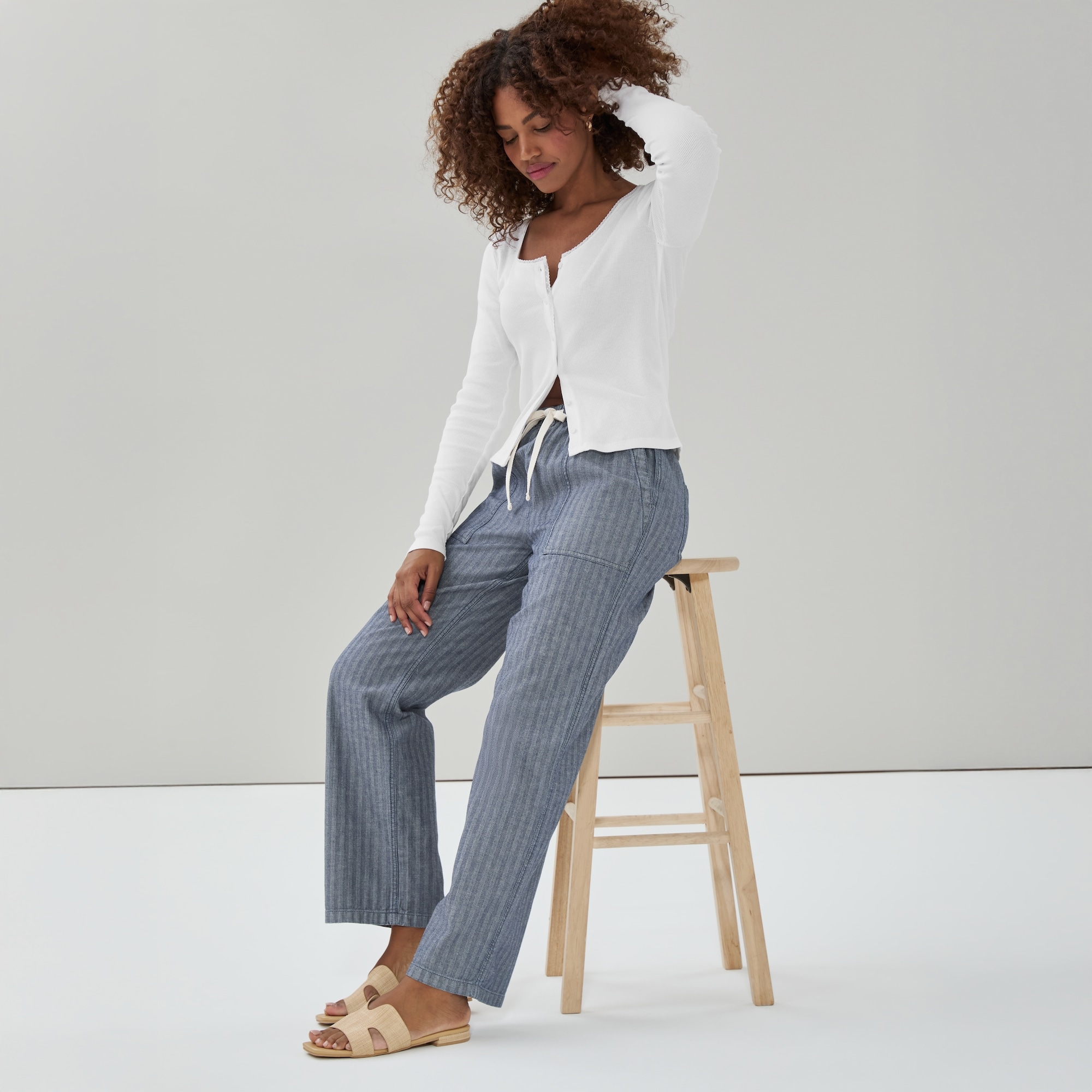 Pantalon utilitaire sans attache délavé foncé