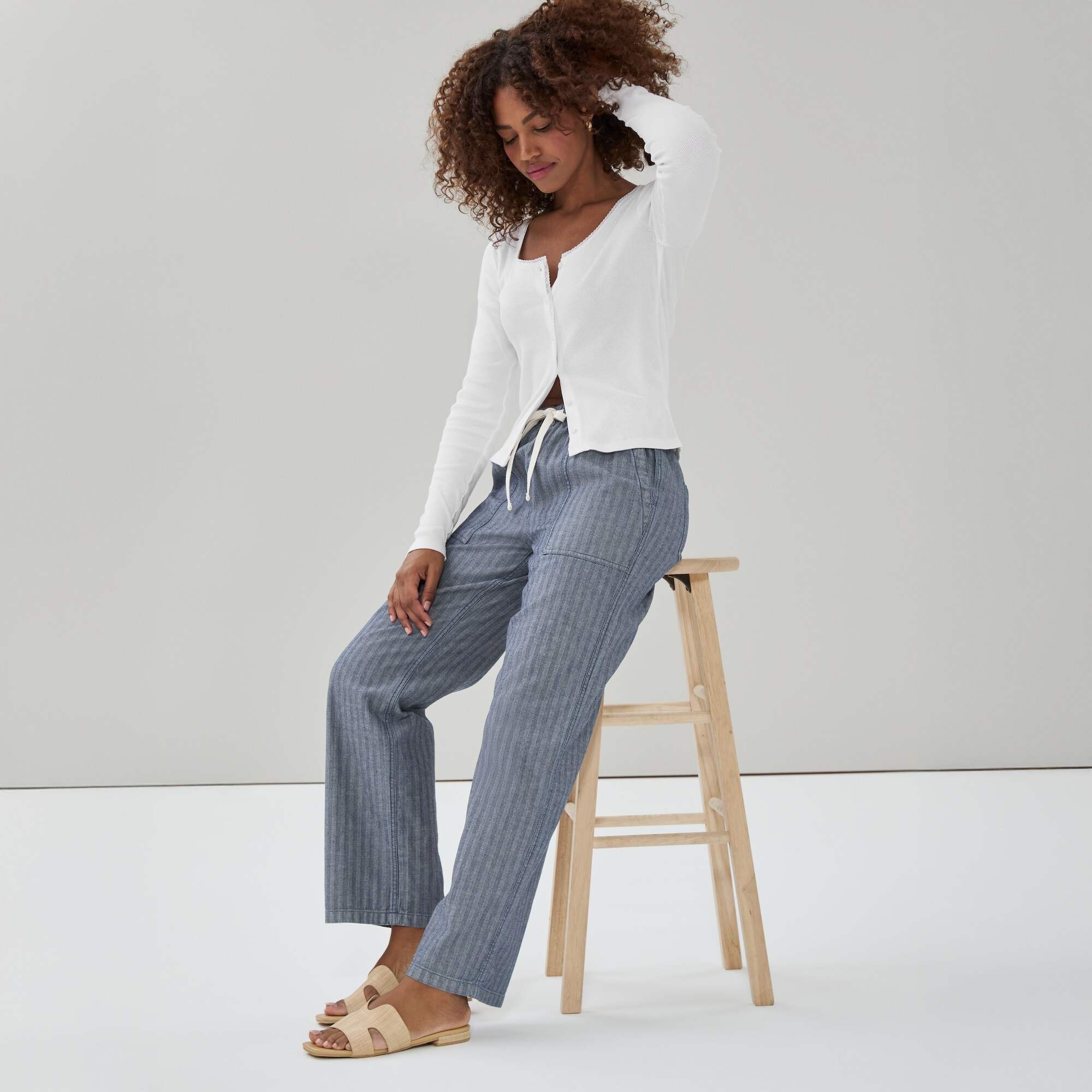 Pantalon utilitaire sans attache délavé foncé