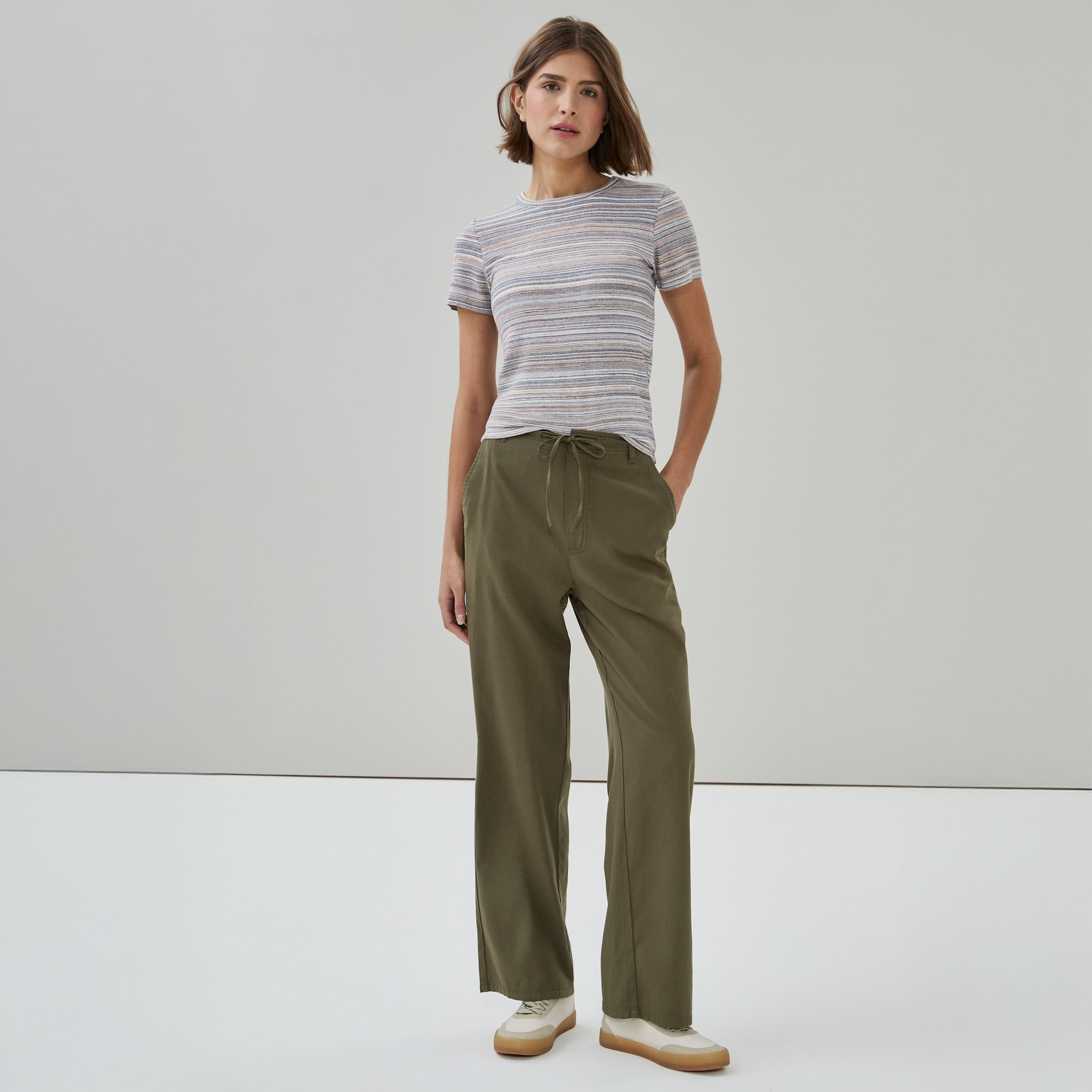 Dark Olive Wash Pull-On Pant in Dark Olive from Joe Fresh