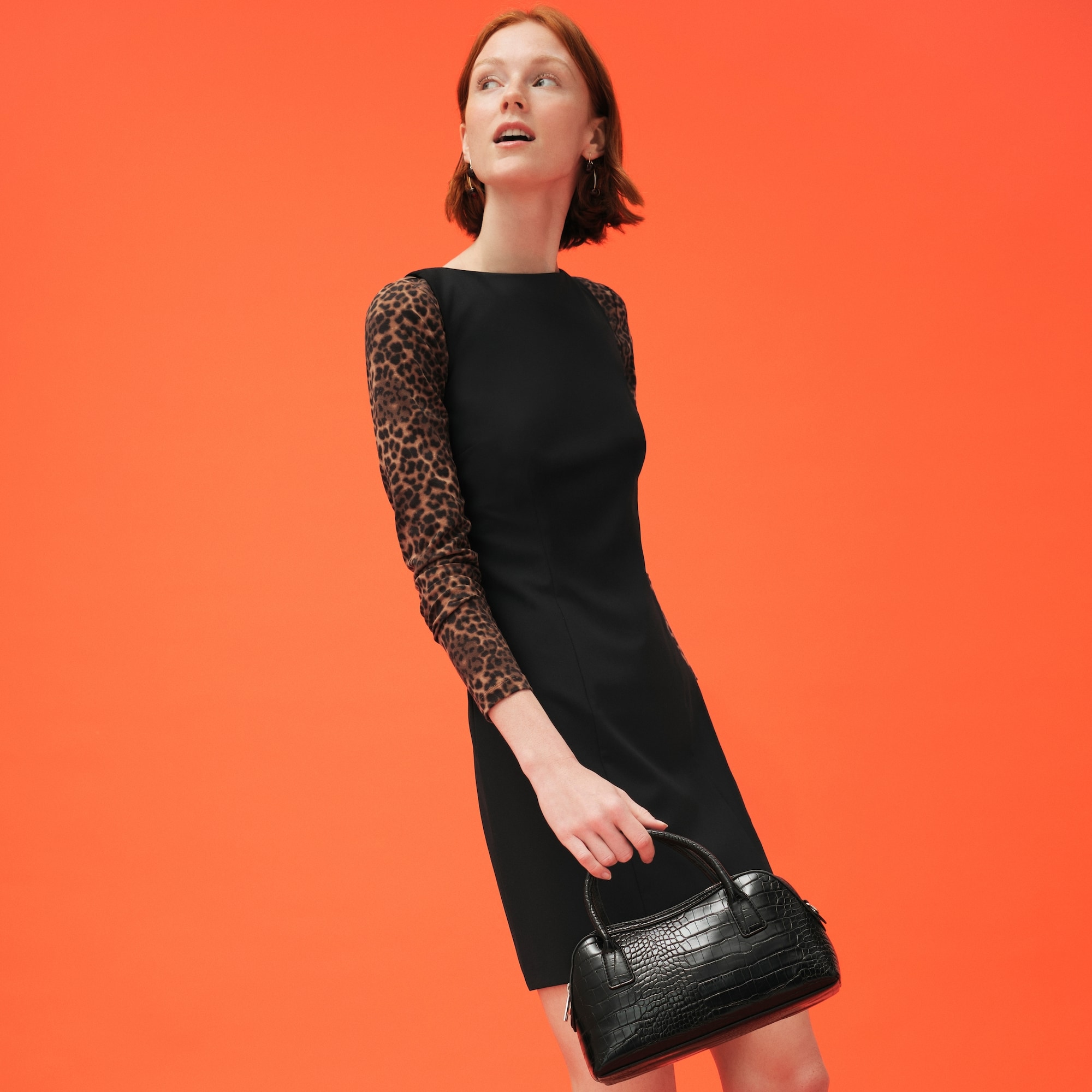 Boat Neck Mini Dress in JF Black from Joe Fresh
