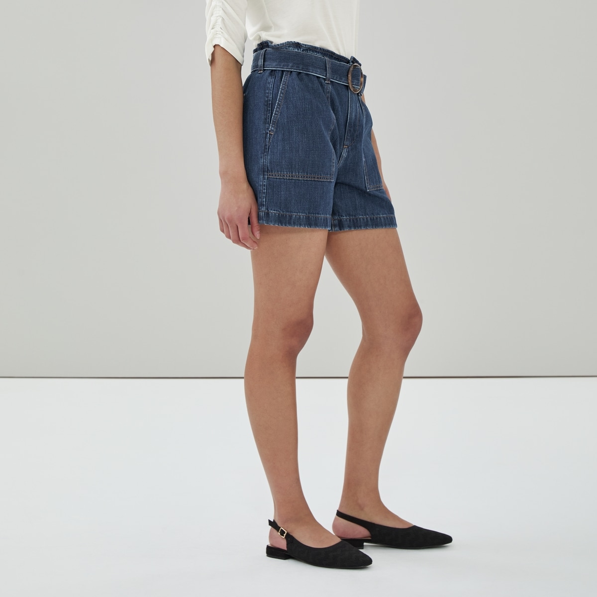 Paperbag Waist Short - Medium Wash
