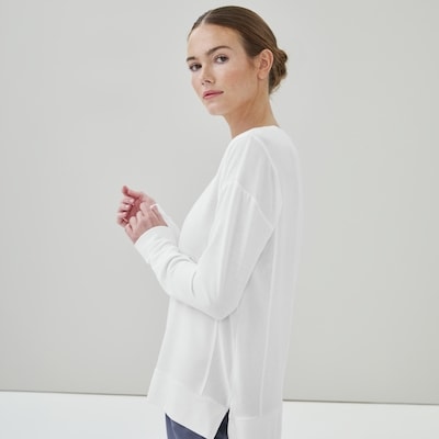 Chandail en molleton sport en microbouclette - Blanc