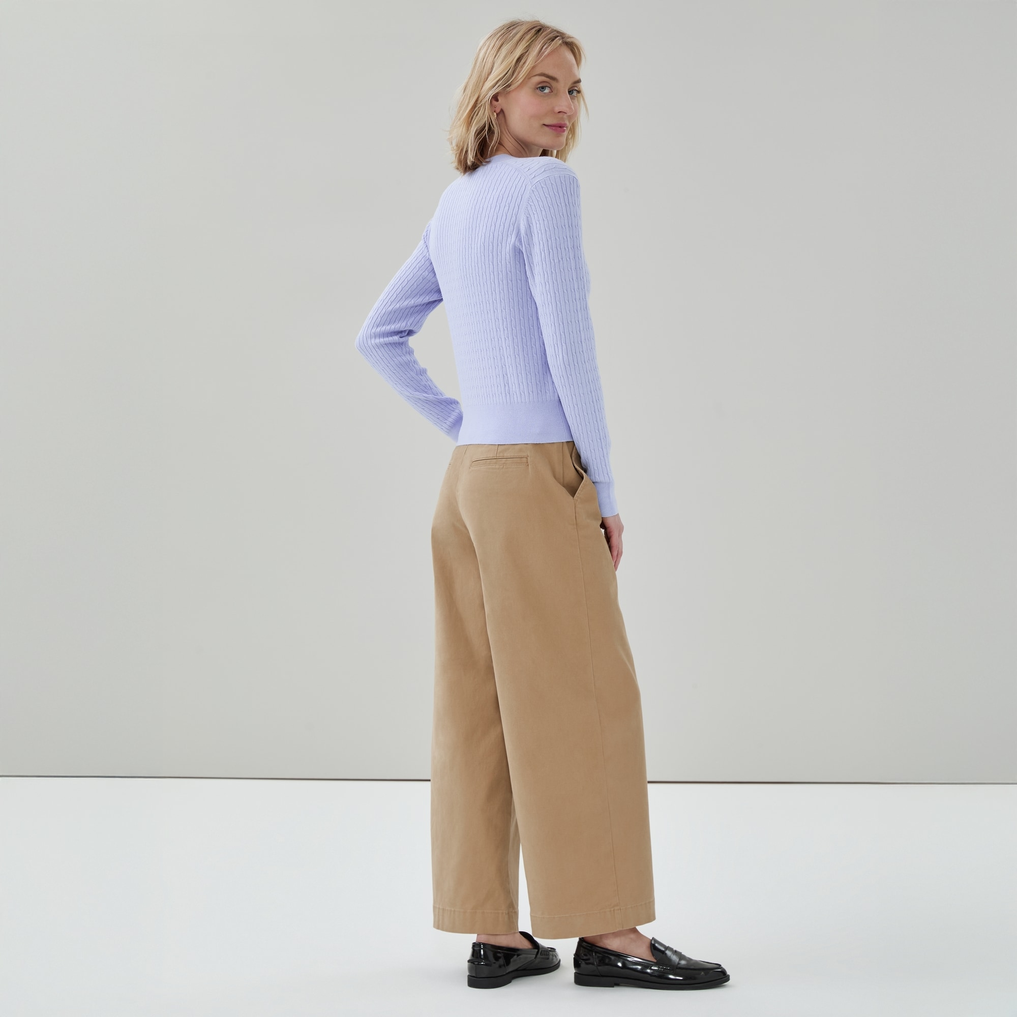 Cable Knit Cardigan in Lavender from Joe Fresh