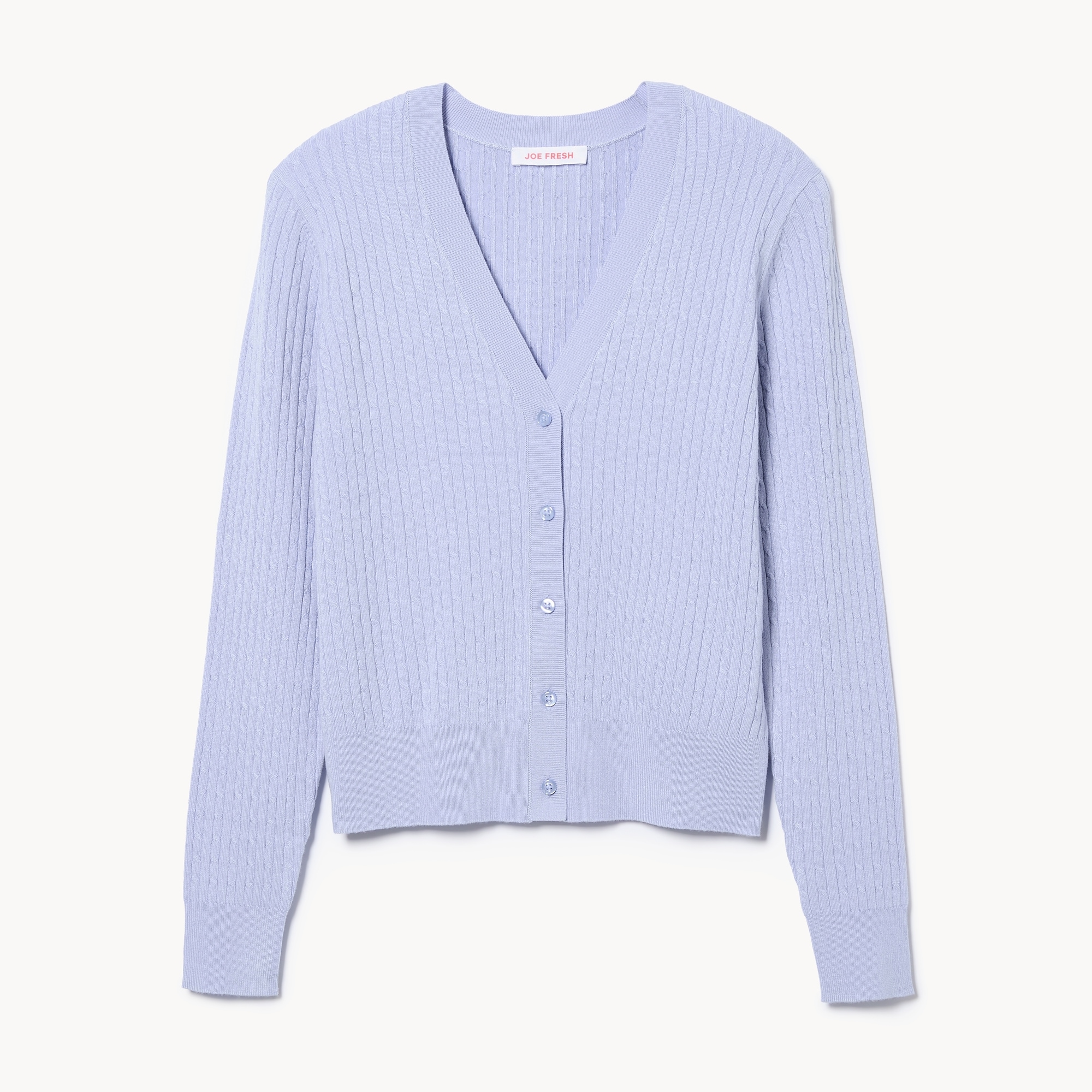 Cable Knit Cardigan in Lavender from Joe Fresh