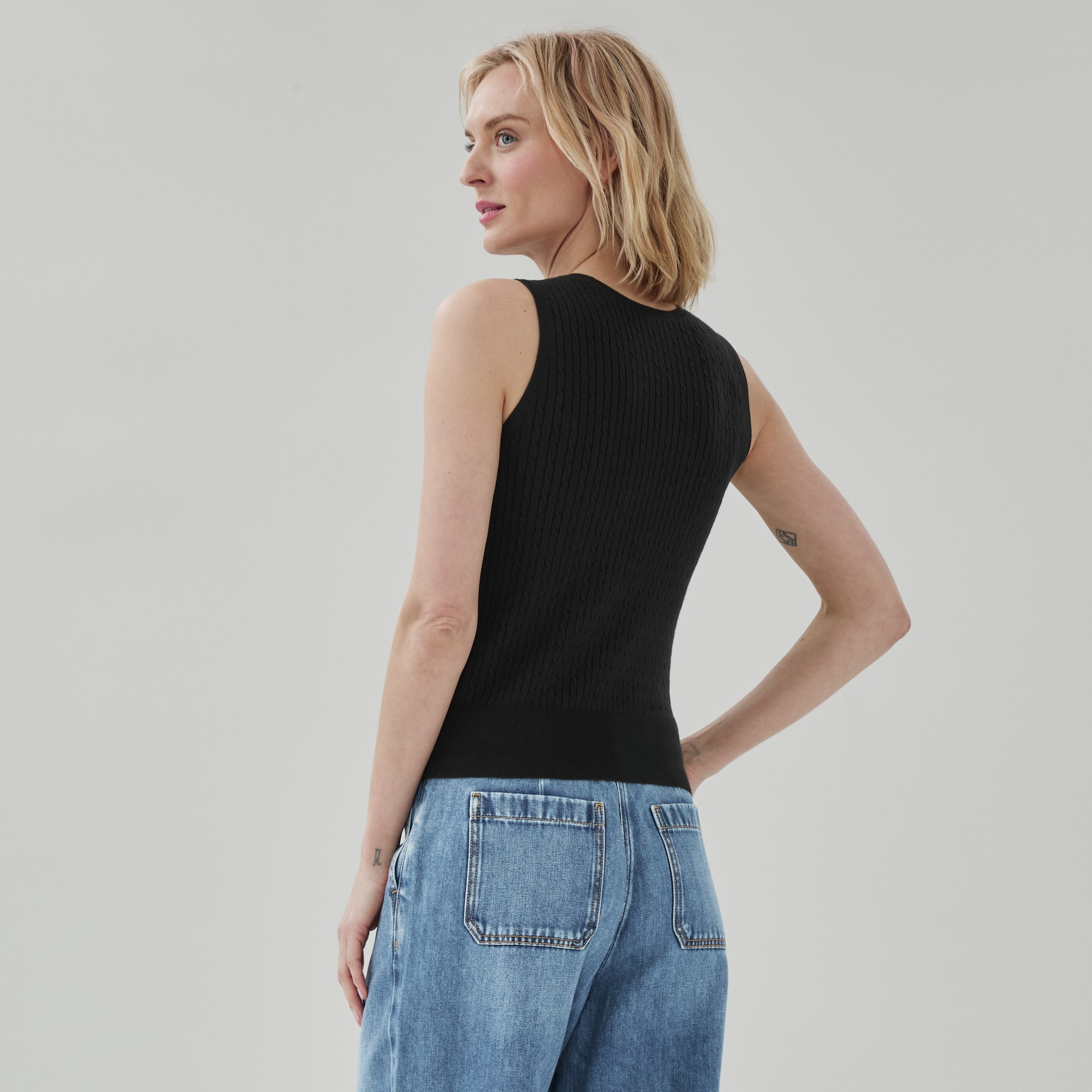 Cable Knit Tank in JF Black from Joe Fresh