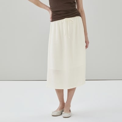 Gauze Pull-On Midi Skirt - Off White