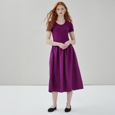 Flared Midi Dress - Plum