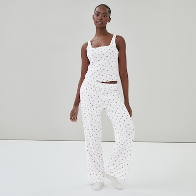 Pointelle Printed Sleep Tank Top - Red