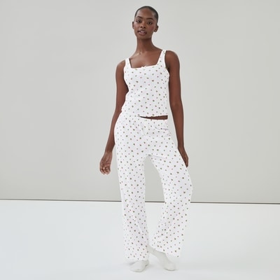 Pointelle Printed Sleep Tank Top - Red