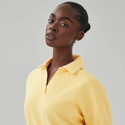 Fleece Polo Sweatshirt - Yellow