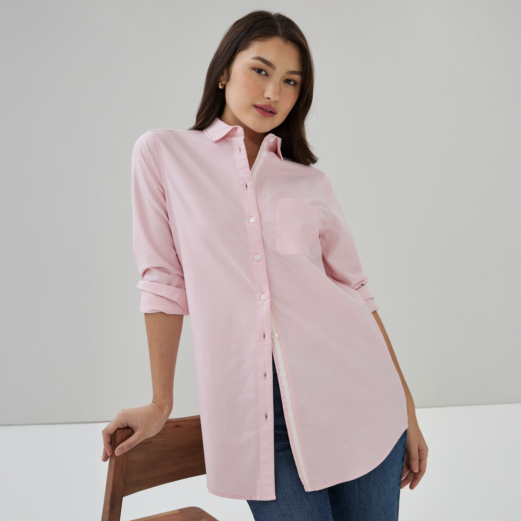 Tunique Oxford boutonnée