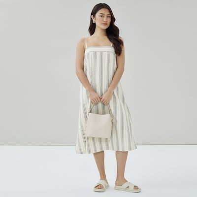 Linen Blend Striped Cami Dress - Off White