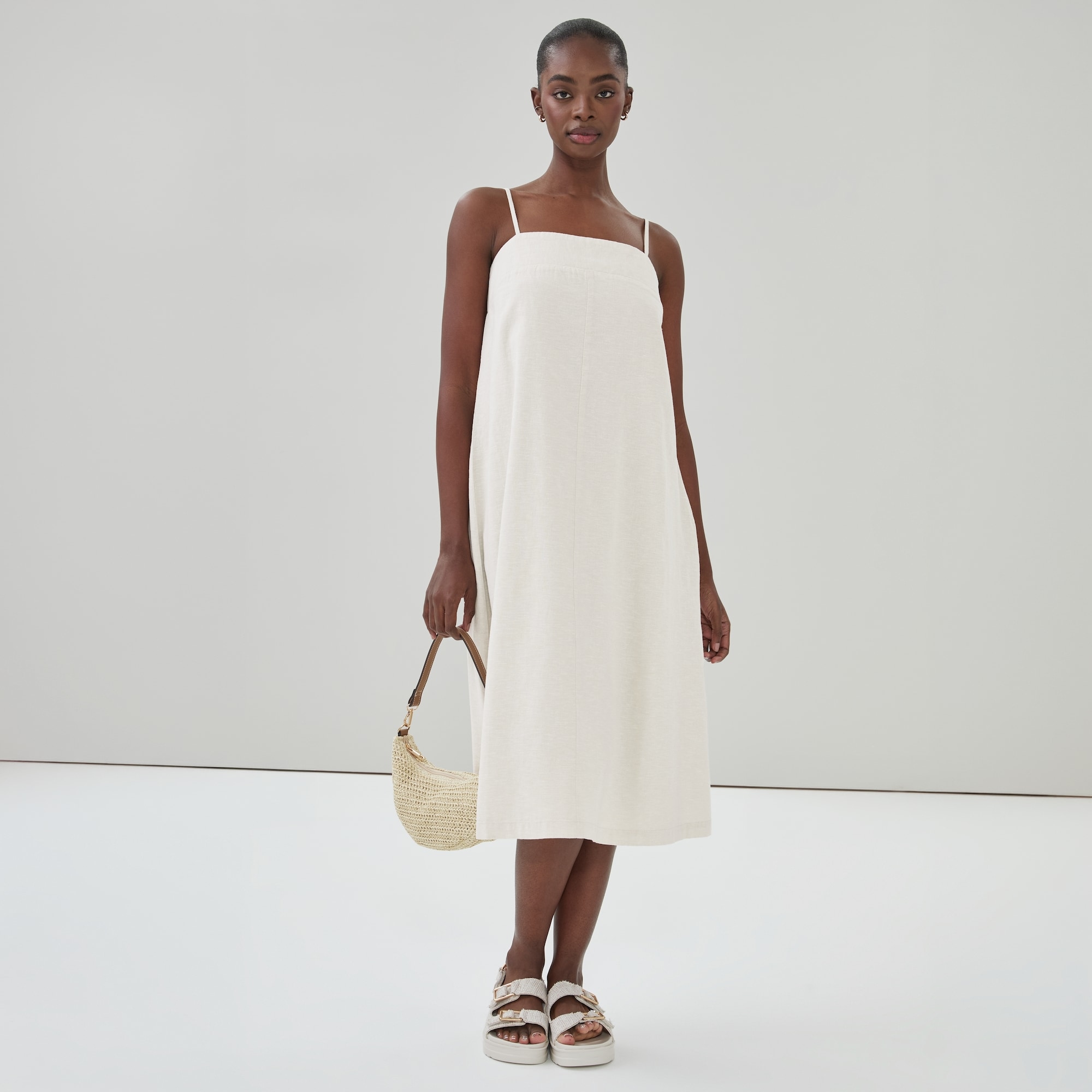Linen Blend Cami Dress in Linen from Joe Fresh Linen Blend Cami Dress in Linen from Joe Fresh