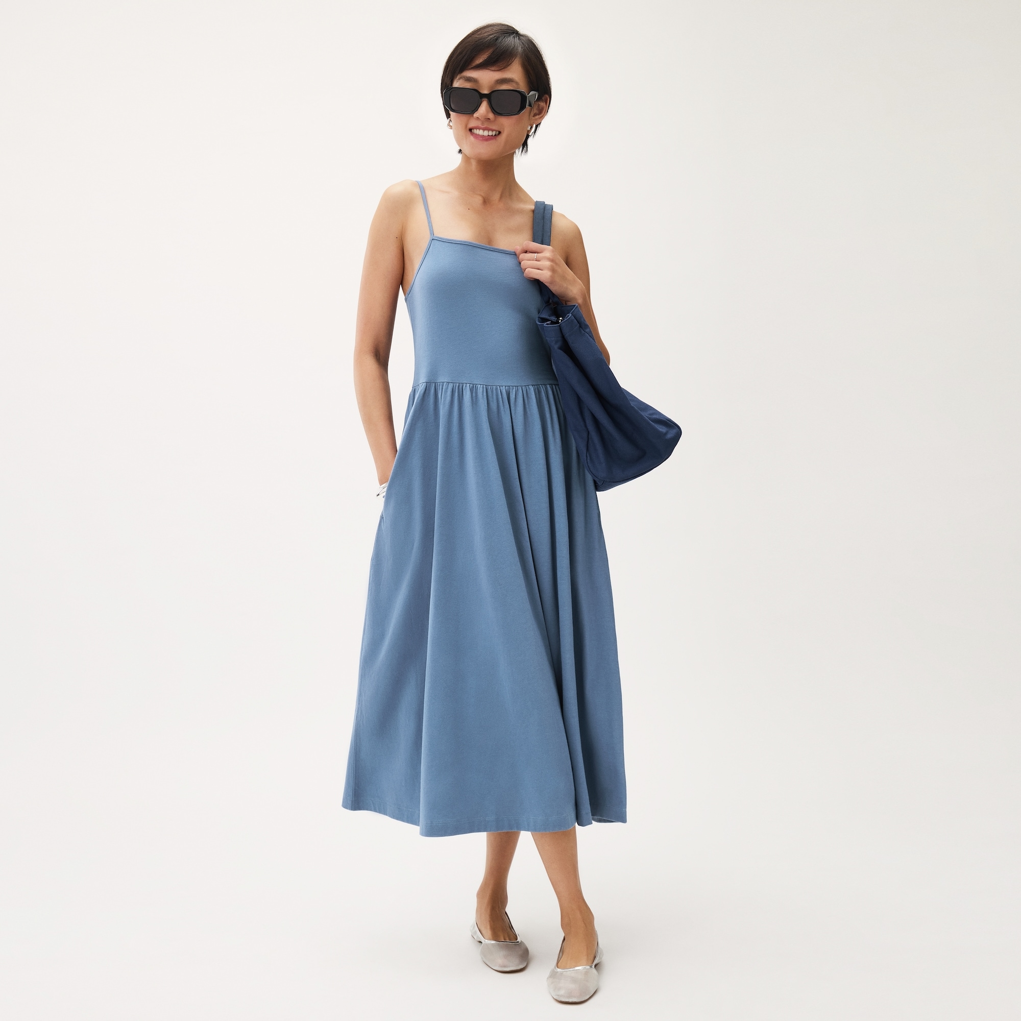 Knit Midi Dress in Dusty Blue from Joe Fresh