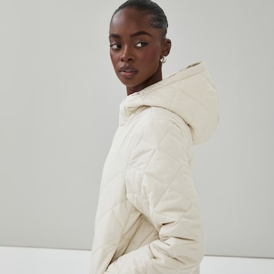 Veste matelassée à capuchon - Blanc Cassé