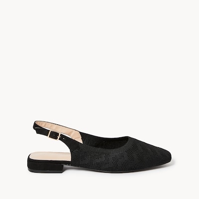 Knit Slingback Mules - Black
