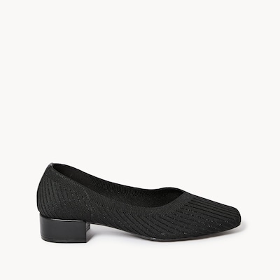 Knit Low Block Heels - Black