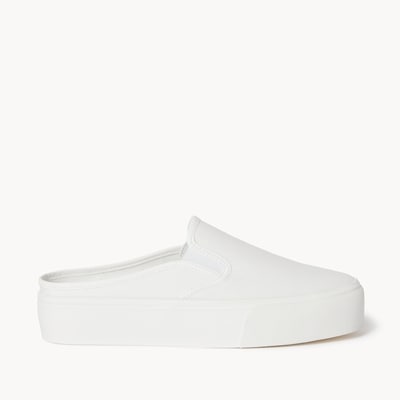 Canvas Slip-On Mules - White