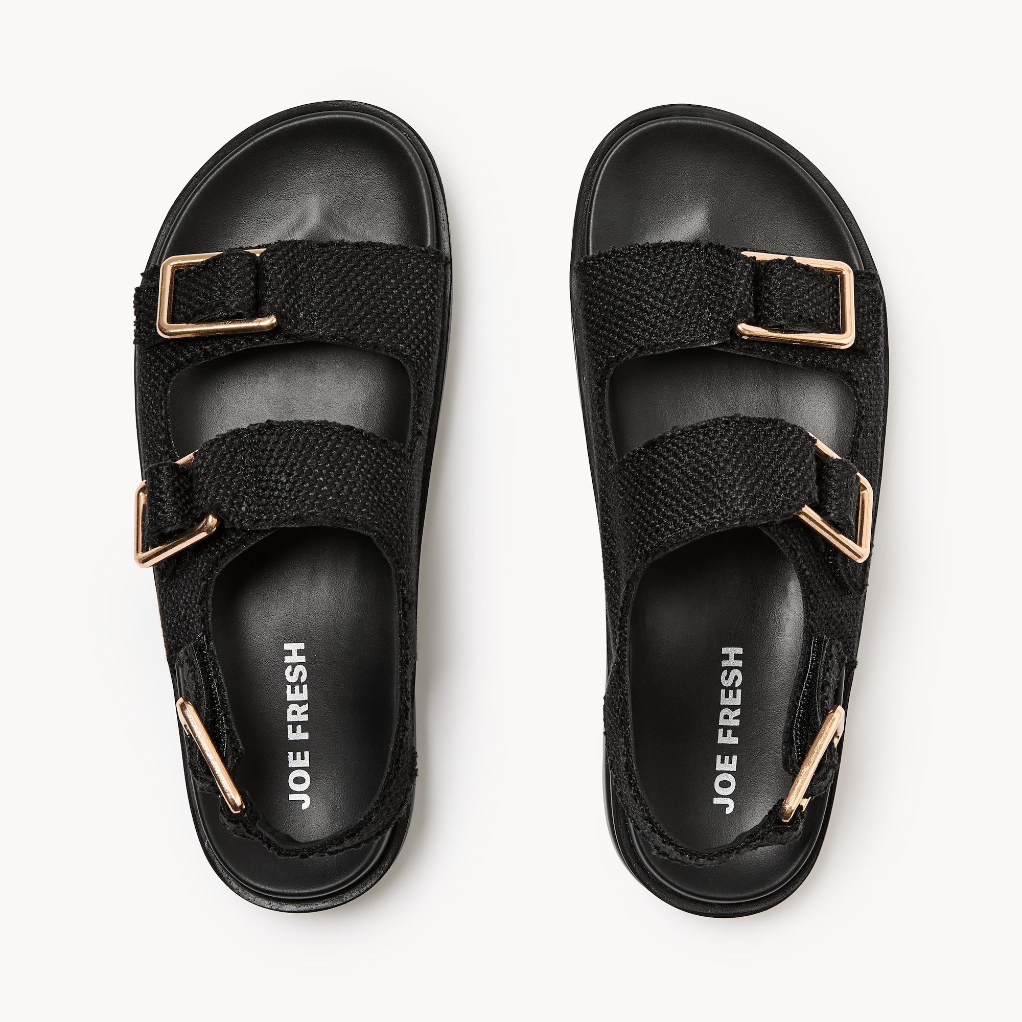 柿乃葉 Ex Double Buckle Monk Sandal 42 Double Buckle Sandals in Black from Joe Fresh