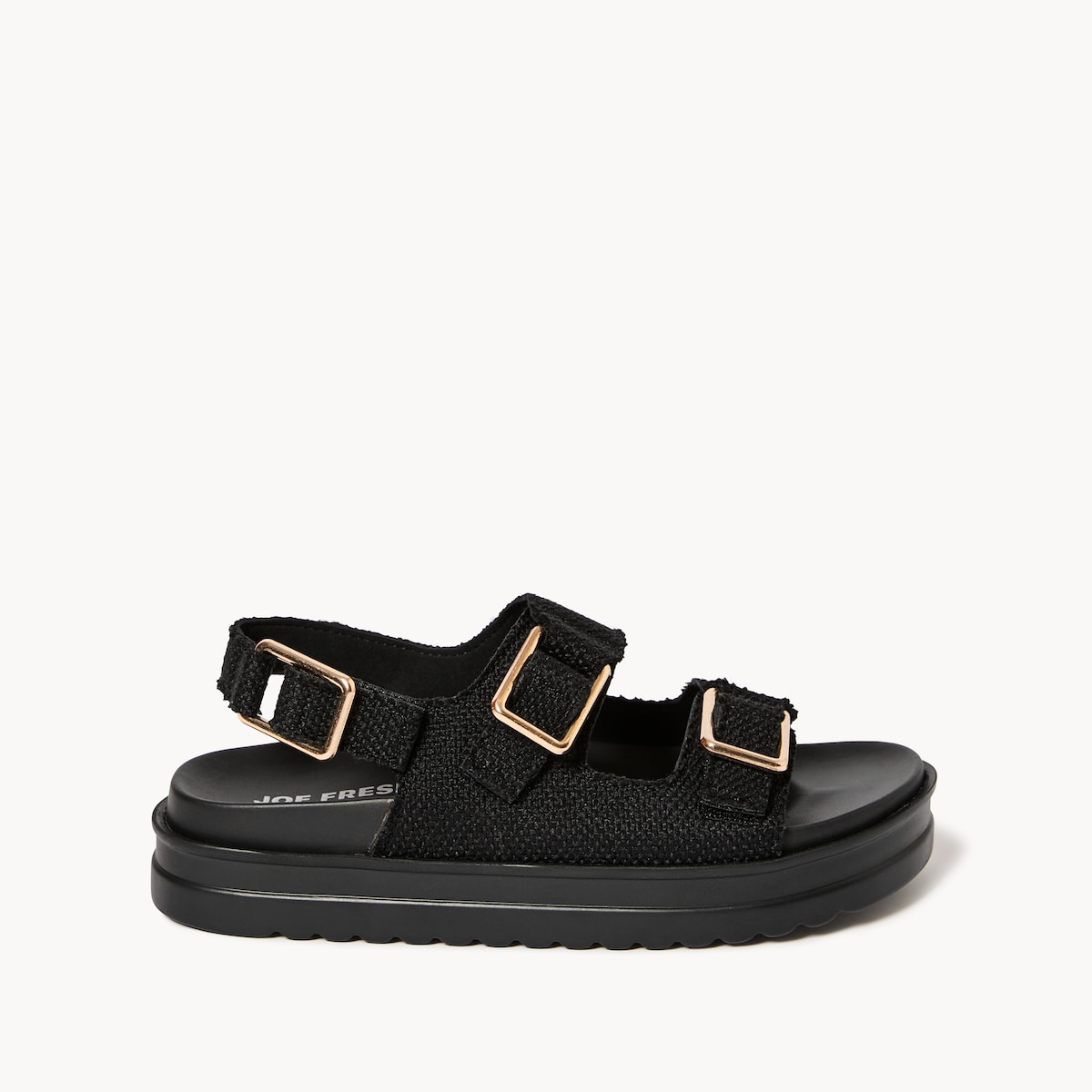 Double Buckle Sandals - Black