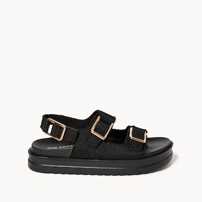 Double Buckle Sandals - Black